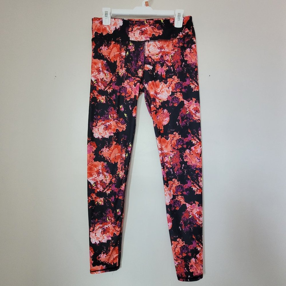 Fabletics Black Floral Leggings M 28" Inseam